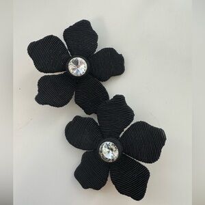 Rebecca de Ravenel | Black Flower Clip-On Statement Earrings | Used Once